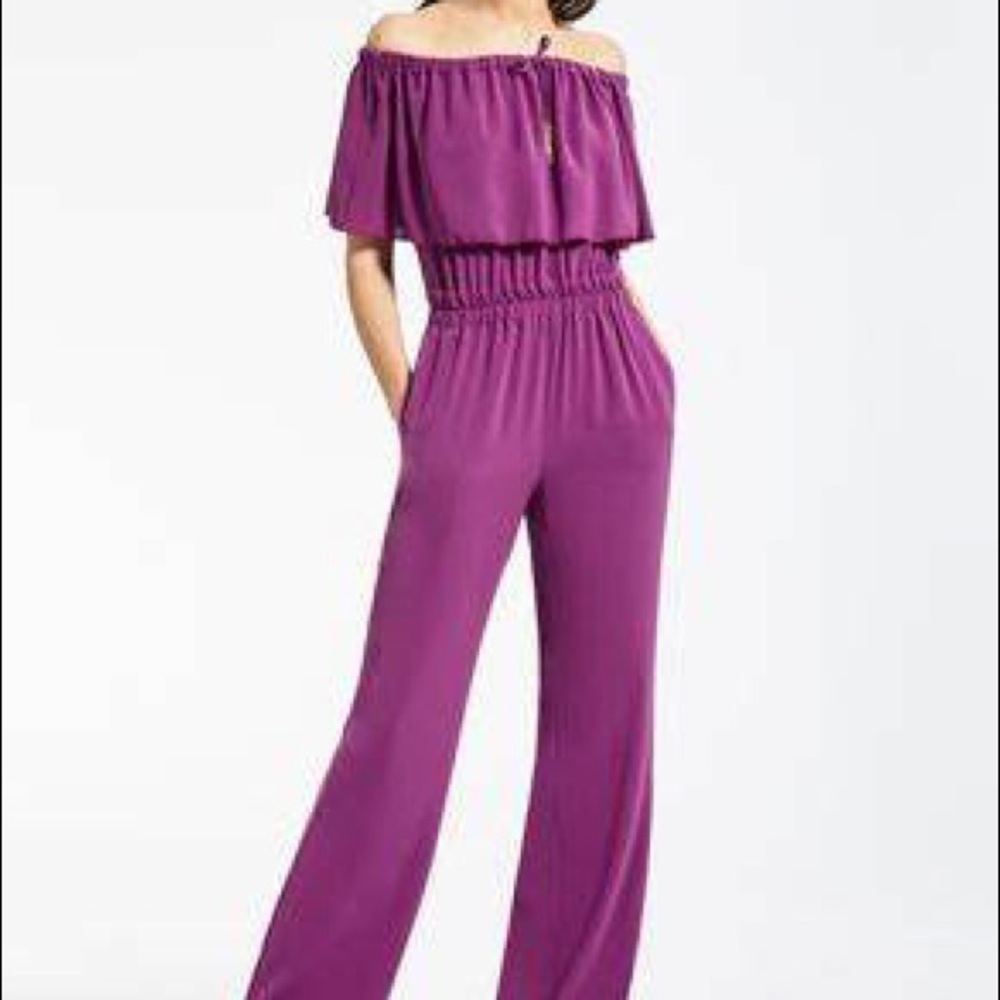 MaxMara Purple Off-the-Shoulder Jumpsuit